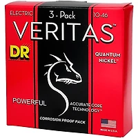 DR Strings VERITAS Uncoated Accurate Core Technology Electric Guitar Strings 3-Pack Medium (10-46)