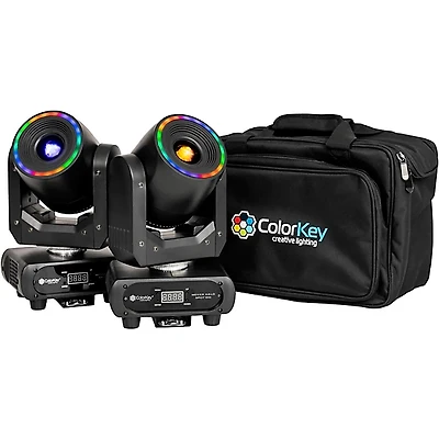 ColorKey Halo Spot 100 100W LED Moving Head Compact Spot with Halo 2-Pack Bundle with Carrying Bag