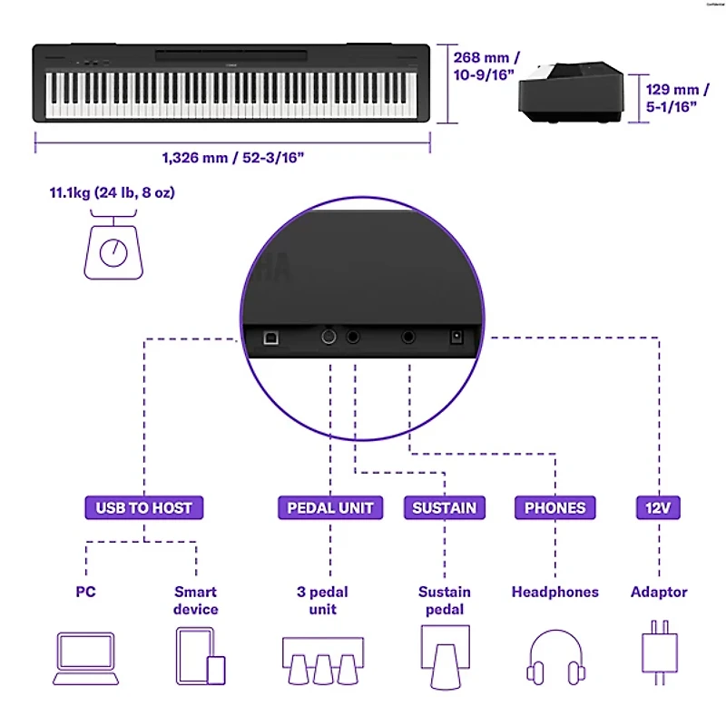 Yamaha P-145BT 88-Key Digital Piano With Bluetooth