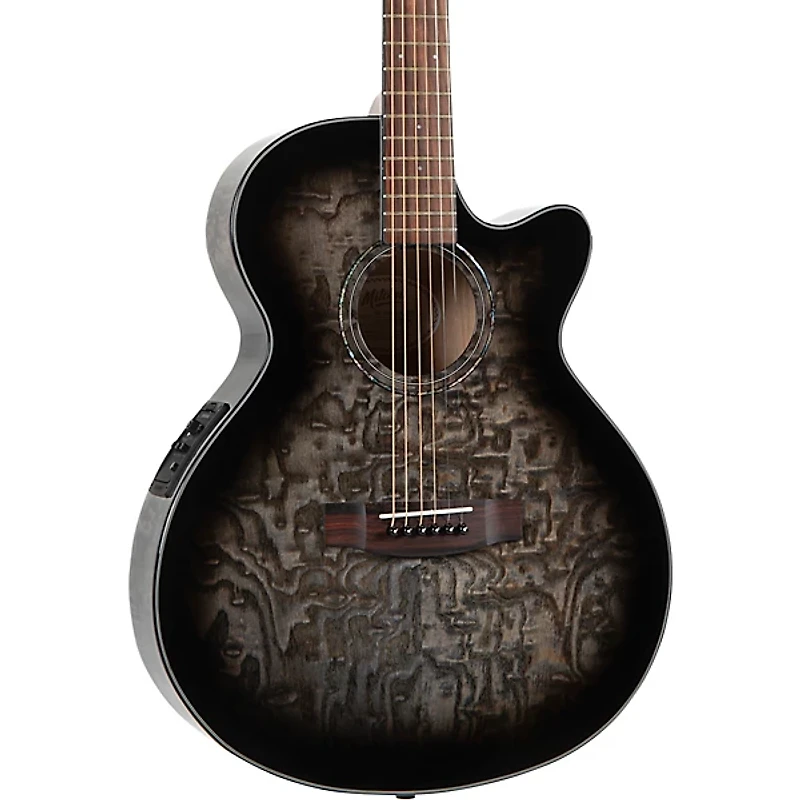 Mitchell MX430QAB Exotic Series Acoustic-Electric Guitar Pack Midnight Black Edge Burst