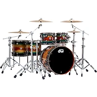 DW SonicPly Collectors 5-Piece Exotic Shell Pack with 22 in. Bass Drum Natural to Quick Royal Blue Burst Over Horizontal Padauk
