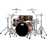 DW SonicPly Collectors 5-Piece Exotic Shell Pack with 22 in. Bass Drum Natural to Quick Royal Blue Burst Over Horizontal Padauk