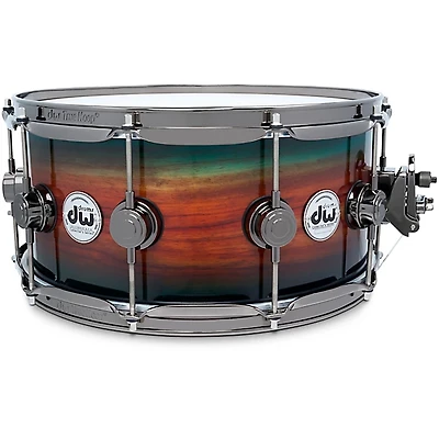 DW SonicPly Collectors Exotic Snare Drum with Black Nickel Hardware 14 x 6.5 in. Natural to Quick Royal Blue Burst Over Horizontal Padauk