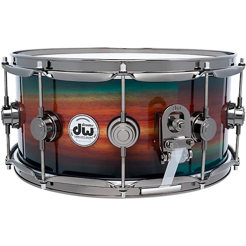 DW SonicPly Collectors Exotic Snare Drum with Black Nickel Hardware 14 x 6.5 in. Natural to Quick Royal Blue Burst Over Horizontal Padauk