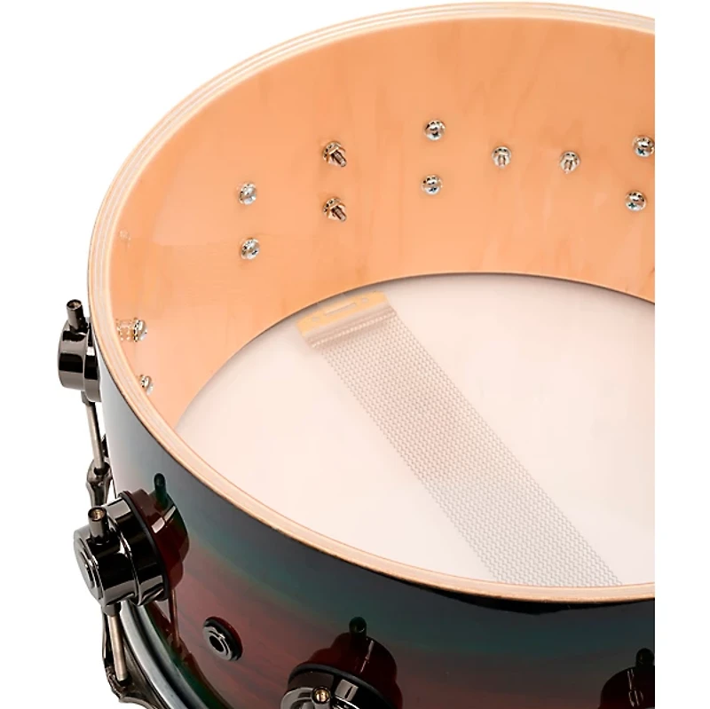 DW SonicPly Collectors Exotic Snare Drum with Black Nickel Hardware 14 x 6.5 in. Natural to Quick Royal Blue Burst Over Horizontal Padauk