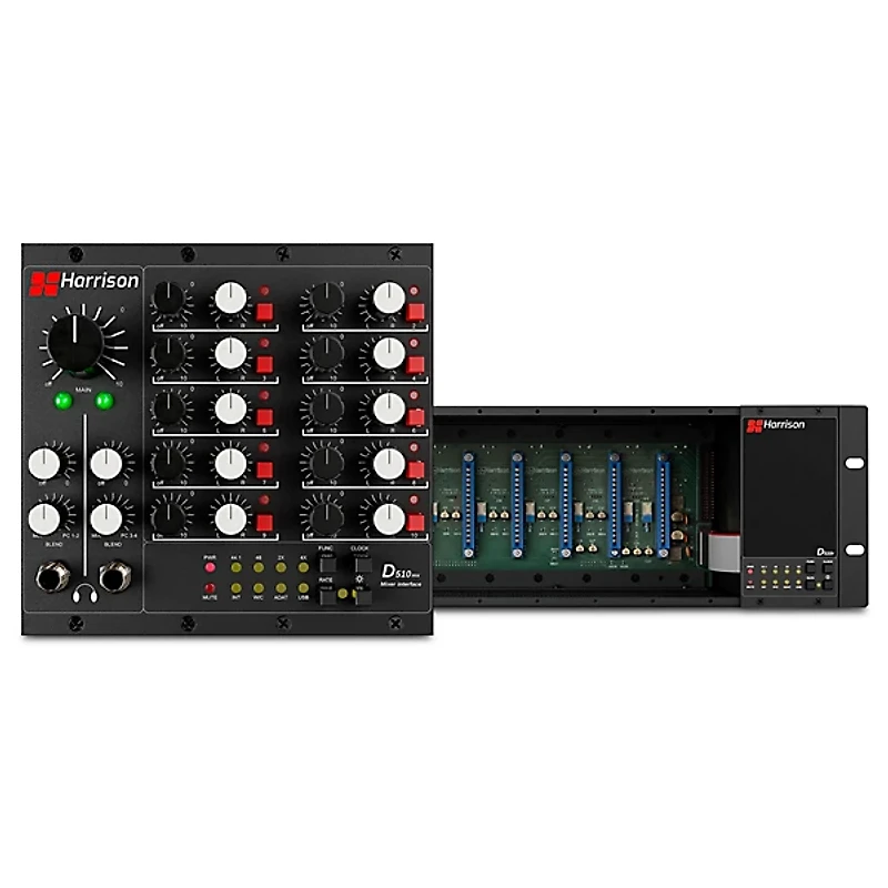 Harrison D510r 10-Slot 500 Series Rack System with 10x2 Analog Mixer Module