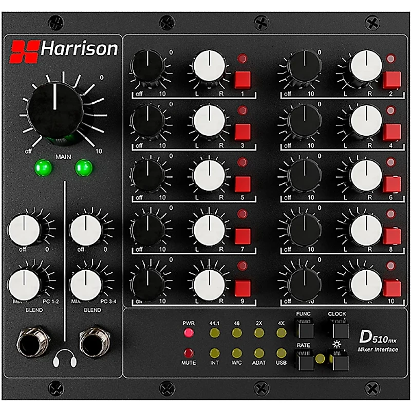 Harrison D510r 10-Slot 500 Series Rack System with 10x2 Analog Mixer Module
