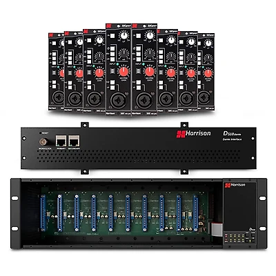 Harrison D510r 10-Slot 500 Series Rack System with Dante Interface Card & Eight 32CPre+ 500 Series Mic Pre Modules