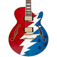 D'Angelico Premier Grateful Dead SS Semi-Hollow Electric Guitar Red, White, and Blue Lightning Bolt