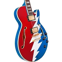 D'Angelico Premier Grateful Dead SS Semi-Hollow Electric Guitar Red, White, and Blue Lightning Bolt