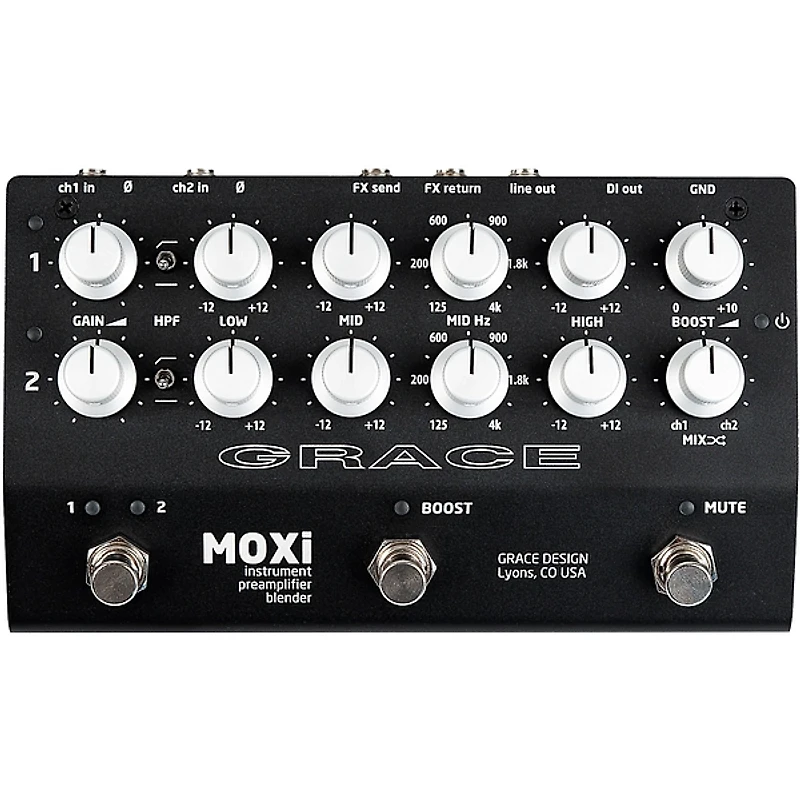 Grace Design MOXi 2-Channel Instrument Preamp/Blender Pedal - Black