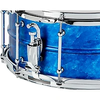 Pork Pie Seamless Aluminum Snare Drum - Blue Ice Alcohol Ink, 14 x 6.5 in.