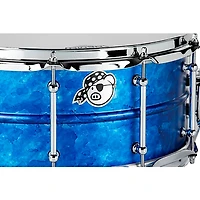 Pork Pie Seamless Aluminum Snare Drum - Blue Ice Alcohol Ink, 14 x 6.5 in.