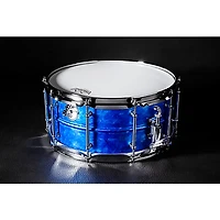 Pork Pie Seamless Aluminum Snare Drum - Blue Ice Alcohol Ink, 14 x 6.5 in.