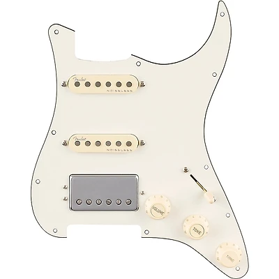 Fender Quadra Tap/Ultra Noiseless HSS Pre-Wired Strat Pickguard 3-Ply Parchment Aged White