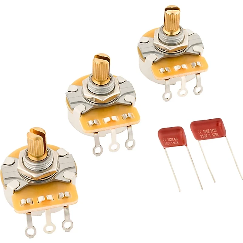 Fender Stratocaster 250K Split Shaft Potentiometer and Capacitor Kit (3-Pack)