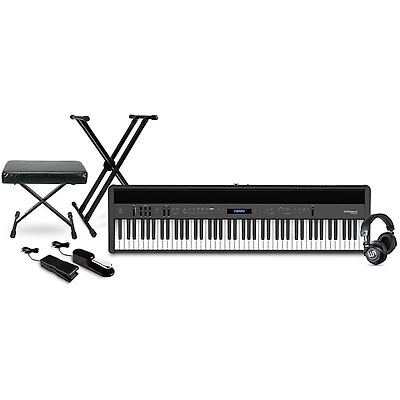 Roland FP-60X 88-Key Digital Piano with Warm Audio WA-CAB Headphone Package (Pedals/Bench/Stand Included) Black