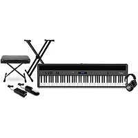 Roland FP-60X 88-Key Digital Piano with Warm Audio WA-CAB Headphone Package (Pedals/Bench/Stand Included) Black