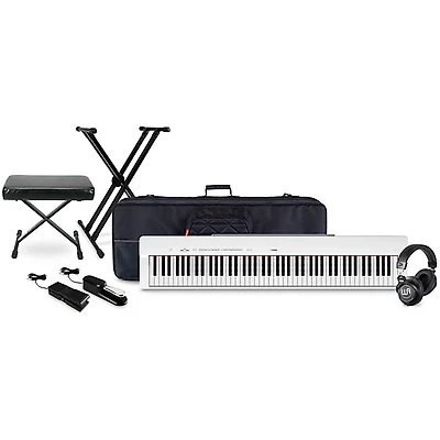 Yamaha P-225 88-Key Digital Piano with Warm Audio WA-CAB Headphone Package (Pedals/Bench/Stand/Bag Included) White