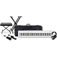 Yamaha P-225 88-Key Digital Piano with Warm Audio WA-CAB Headphone Package (Pedals/Bench/Stand/Bag Included) White