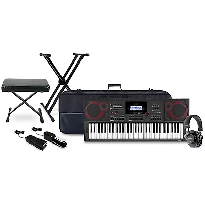 Casio CT-X5000 61-key Portable Arranger Keyboard with Tascam TH-200X Studio Headphone Package (Pedals/Bench/Stand/Bag Included)