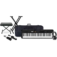 Casio CT-S200 61-key Portable Arranger Keyboard with Tascam TH-200X Studio Headphone Package (Pedals/Bench/Stand/Bag Included) Black