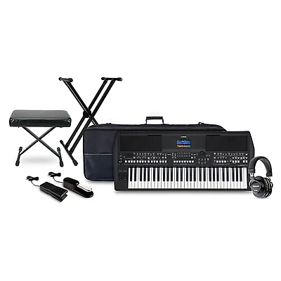 Yamaha PSRSX600 61-key Arranger Workstation with Tascam TH-200X Studio Headphone Package (Pedals/Bench/Stand/Bag Included)