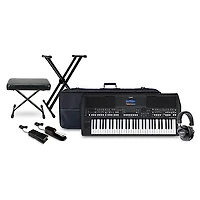 Yamaha PSRSX600 61-key Arranger Workstation with Tascam TH-200X Studio Headphone Package (Pedals/Bench/Stand/Bag Included)