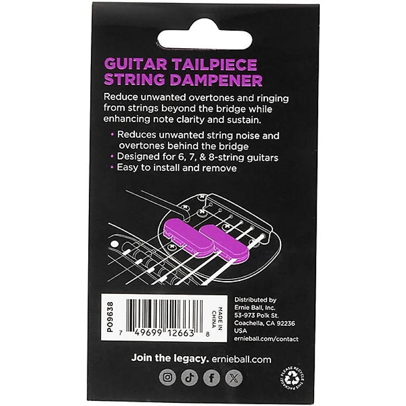 Ernie Ball Guitar Tailpiece String Dampener Black