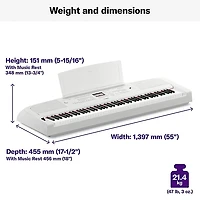 Yamaha DGX-670 88-Key Portable Grand Piano With Matching Stand & Bench - White