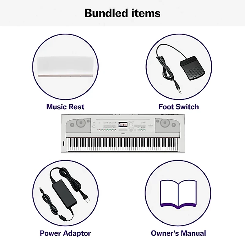 Yamaha DGX-670 88-Key Portable Grand Piano With Matching Stand & Bench - White