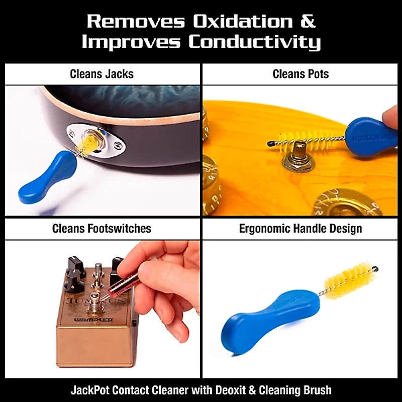 Music Nomad JackPot Music Gear Contact Cleaner with Deoxit & Cleaning Brush