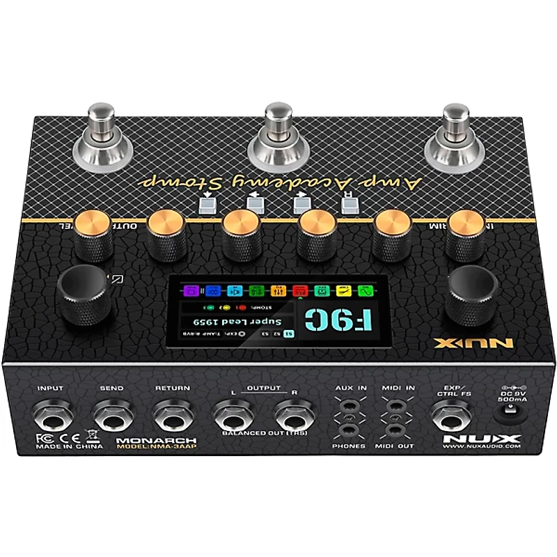 NUX Amp Academy Stomp Compact Modeler and Amp Profile Loader Pedal Black