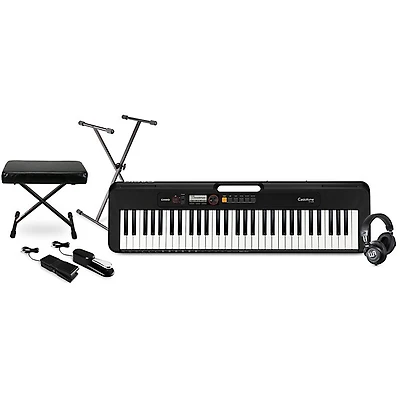 Casio Casiotone CT-S200 61-key Portable Arranger Keyboard with Warm Audio WA-CAB Headphone Package (Pedals/Bench/Stand Included)