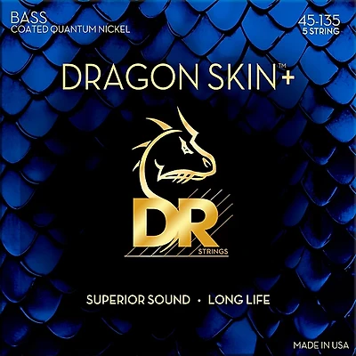 DR Strings Dragon Skin+ Quantum Coated Accurate Core Technology 5-String Electric Bass Strings (45-135)