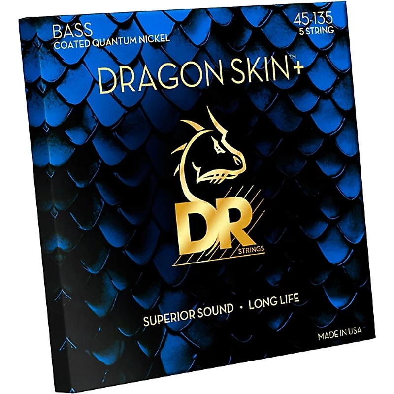 DR Strings Dragon Skin+ Quantum Coated Accurate Core Technology 5-String Electric Bass Strings (45-135)