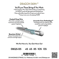 DR Strings Dragon Skin+ Quantum Coated Accurate Core Technology 5-String Electric Bass Strings (45-135)