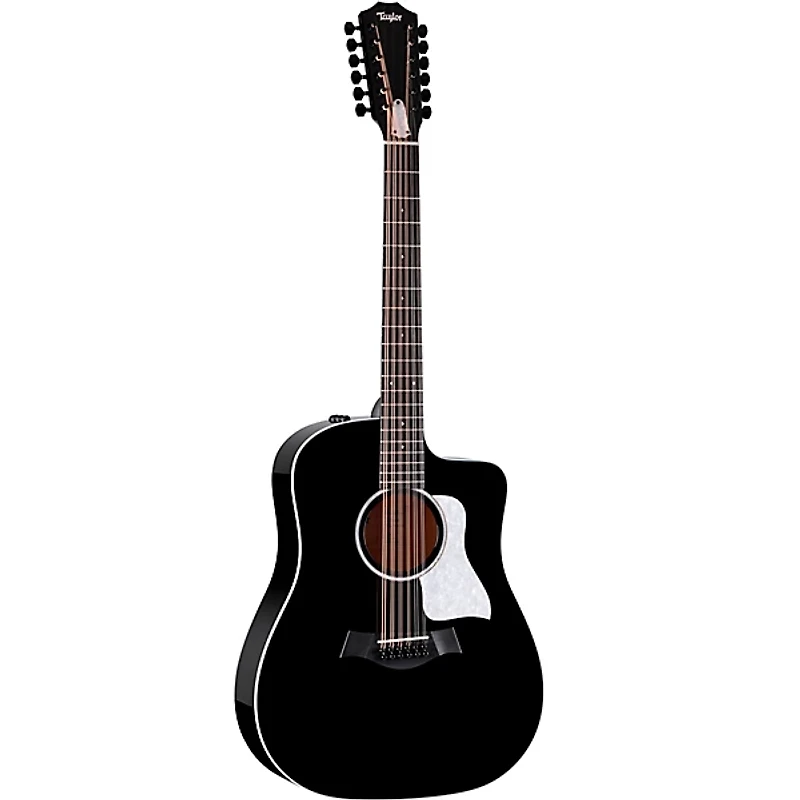 Taylor 250ce Plus Doce Doble 12-String Dreadnought Acoustic-Electric Guitar Black