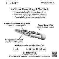 DR Strings Tite-Fit LH-9 Nickel Plated Electric Guitar Strings (9-46)