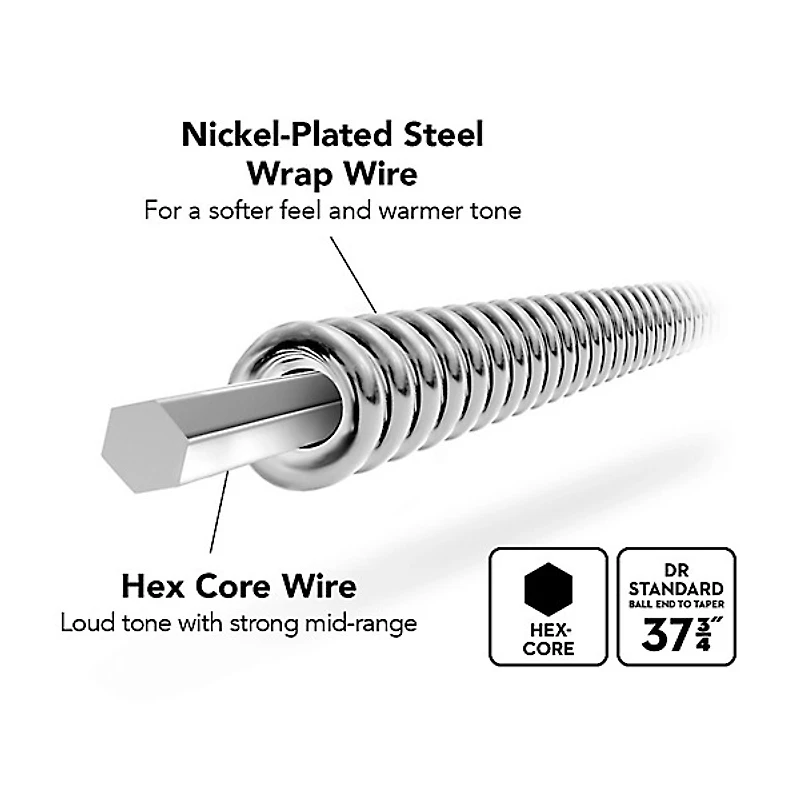 DR Strings Nickel Lo-Rider 5-String Electric Bass Strings (40-120)