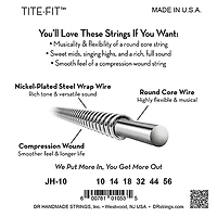 DR Strings Tite-Fit JH-10 Nickel Plated Electric Guitar Strings (10-56)
