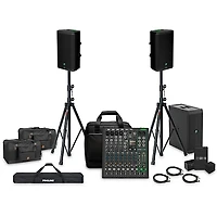 Mackie ThumpSub GO Battery-Powered Portable Subwoofer Bundle with 12" Battery Powered Speakers, 10 Channel Mixer, Extra Batteries, Stands, Cables, and Mixer Bag