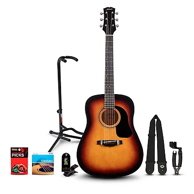 Mitchell Launch D75S Starter Dreadnought Acoustic Guitar With Accessories & Stand -