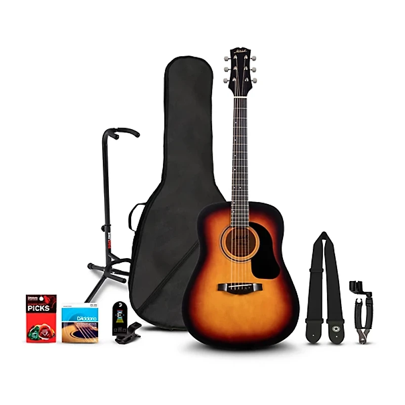 Mitchell Launch D75S Starter Dreadnought Acoustic Guitar Deluxe Pack -