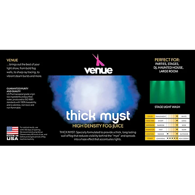 Venue SP100DMX Fog Machine Specter with Two Thick Myst High Density Fog Juice 1 Gallon