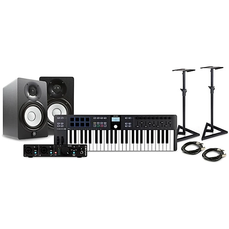 Arturia KeyLab Essential MK3 MIDI Keyboard Controller with Minifuse 2 USB Audio Interface and Yamaha HS5 5-inch Studio Monitor Pair (Cables & Stands Included