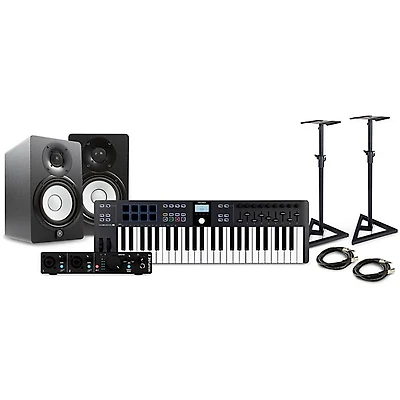 Arturia KeyLab Essential MK3 MIDI Keyboard Controller with Minifuse 2 USB Audio Interface and Yamaha HS5 5-inch Studio Monitor Pair (Cables & Stands Included