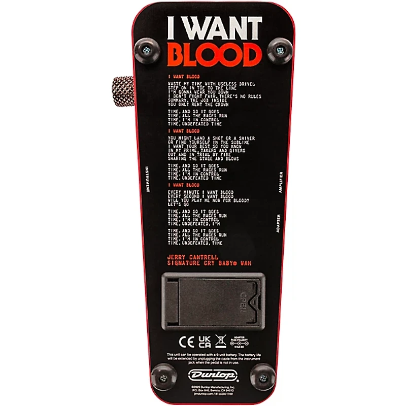 Dunlop Jerry Cantrell I Want Blood Cry Baby Wah Pedal - Black and Red