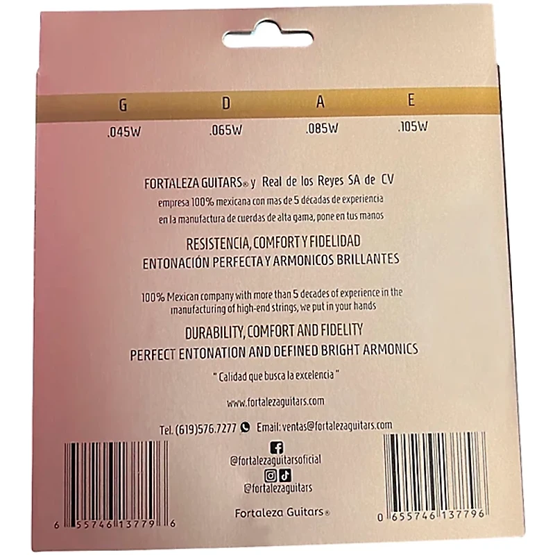 FORTALEZA GUITARS 4 String Stainless Steel Electric Bass Strings 45 - 105