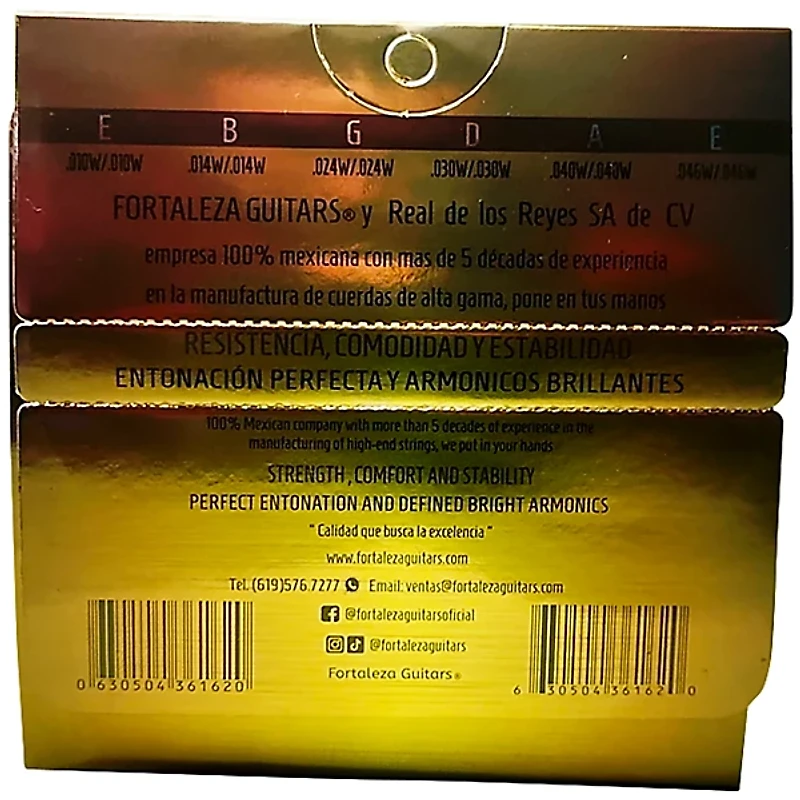 FORTALEZA GUITARS 12 String Phosphor Bronze Acoustic Guitar Strings Extra Light (10-46)